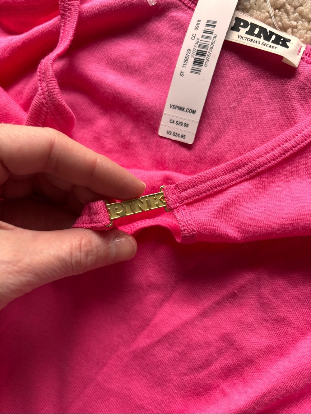 PINK Victoria's Secret Bright Pink Spaghetti Strap Tank - Picture 4 of 5